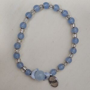 Handmade Aquamarine And Czech Glass Beaded Pisces Bracelet